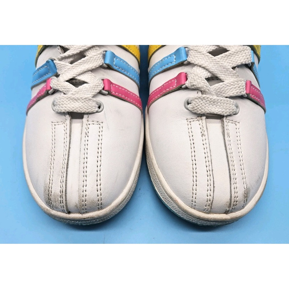 K-Swiss Classic Men's Hi-Top White Sneakers Shoes Size 5.5 Rainbow - Picture 7 of 11
